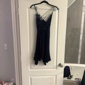 Free People Navy Strappy Mini Dress